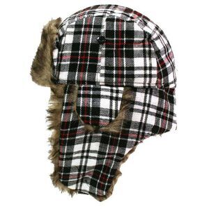Plaid Faux Fur Lined Trapper Aviator Hat